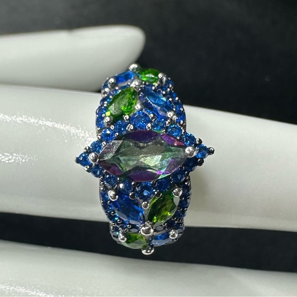 Sterling Silver Statement Ring with Multicolor Gemstones – BRI 925 - Picture 2 of 10